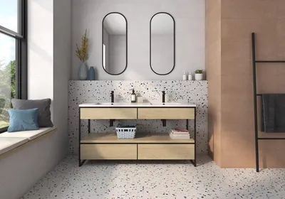 Фото ванной комнаты с керамической плиткой на 2024 год