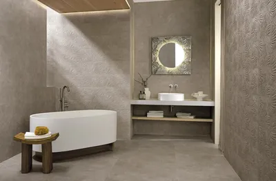 Керамогранит для ванной комнаты: фото идеи облицовки стен