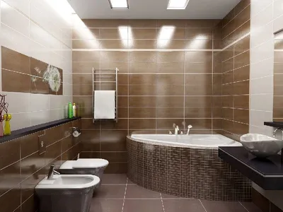 Фото ванной комнаты с керамогранитом для обоев