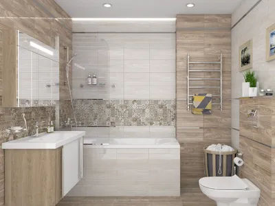 Керамогранит на стенах в ванной: примеры дизайна в современном стиле