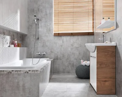 Керамогранит на стенах в ванной: фото с использованием гармоничных и сбалансированных цветовых сочетаний