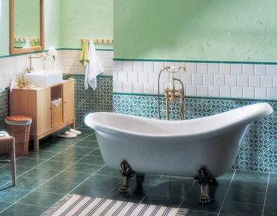 Керамическая плитка для ванной: фото и арт-изображения