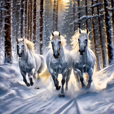 Изображения зимних коней: Размеры для скачивания