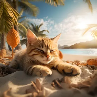 Кошка на пляже: качественные изображения кошек на пляже