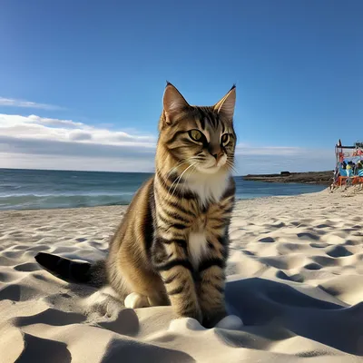 Кошка на пляже: изображения кошек на пляже в формате JPG
