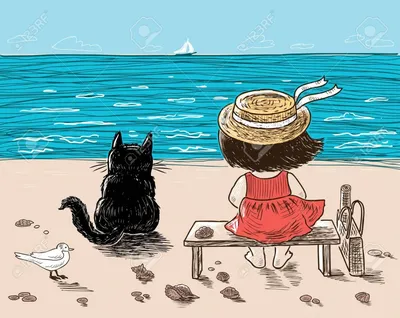 Кошка на пляже: 4K изображения для скачивания