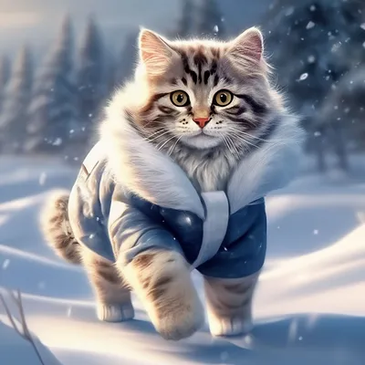 Изображение зимнего кота: JPG, PNG, WebP