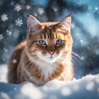 Зимний ангел: Котенок оставляет свой след в снегу