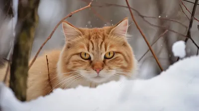 Белая пушистая радуга: Котенок среди снежных хлопьев