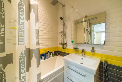 Фото крашеной ванной комнаты с элегантным интерьером