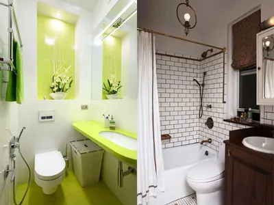 Арт-фото ванной комнаты с использованием растений