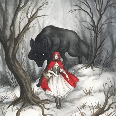 Волшебные мгновения на фото Красной шапочки и волка