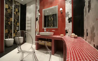 Красная ванная комната: фото-галерея уникальных дизайнерских решений