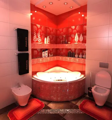 Скачать фото красной ванной комнаты бесплатно