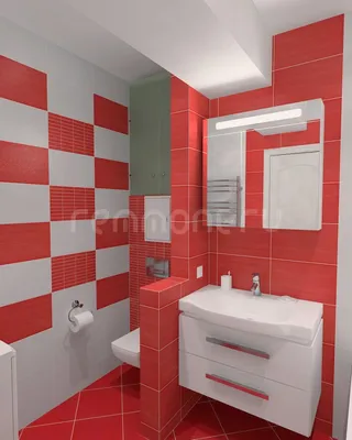 Фотография красной ванной комнаты в хорошем качестве