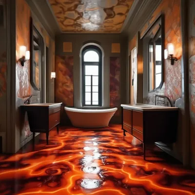 Красный кафель в ванной фотографии