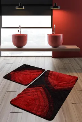 HD фото красного кафеля в ванной