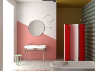 Фото ванной комнаты с красным кафелем