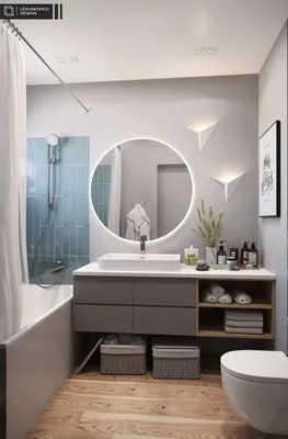 Фото круглого зеркала в ванной - скачать в JPG, PNG, WebP
