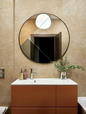 Фото круглого зеркала в ванной - выберите формат: JPG, PNG, WebP