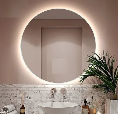 Круглое зеркало в ванной - фото в HD качестве