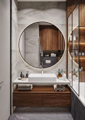 Круглое зеркало в ванной: уютные фото для вдохновения