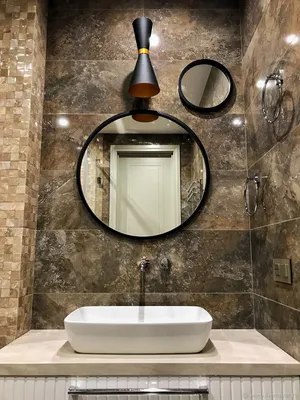 Круглое зеркало в ванной: идеи дизайна на фото