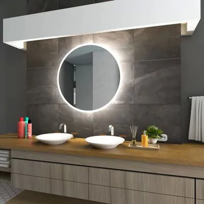 Круглое зеркало в ванной комнате jpg