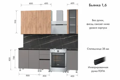 Фото кухни Бьянка с разными материалами отделки