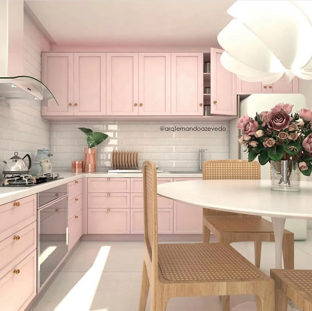 Применение розового цвета в интерьере кухни: 80 фото и 5 советов