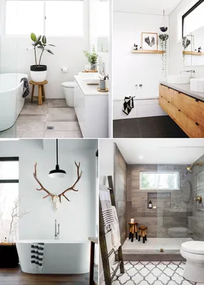 Фото ванной комнаты с зеркалами разных форм и размеров