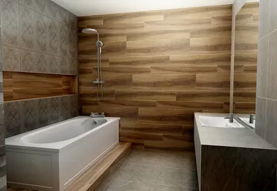 Изображение ламината на стене в ванной комнате в HD качестве