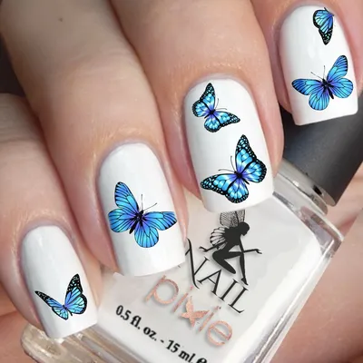 Потрясающая картинка летнего маникюра с бабочками