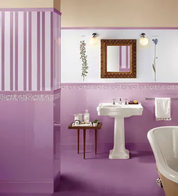 Лиловая ванная комната: фото с современными решениями