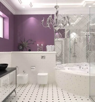 Картинка в лиловой ванной комнате
