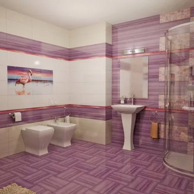 Изображения в лиловой ванной комнате