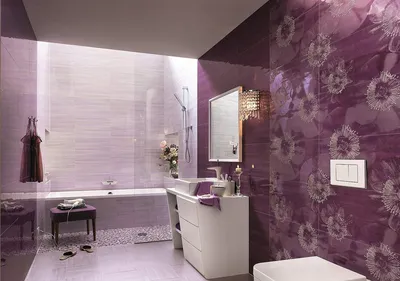 Интерьерные фото в лиловой ванной комнате