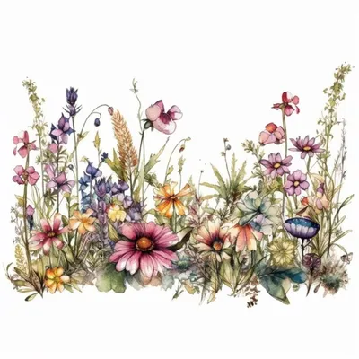 Фотография яркого пейзажа с бабочками и красивыми цветами на фоне поля с подсолнухами