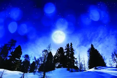Зимний вечер под Луной: Изображения для загрузки в JPG, PNG, WebP