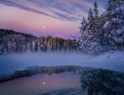 Зимние отражения Луны: Фото для скачивания