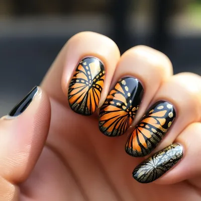 Маникюр с крыльями бабочки - Фотография высокого качества
