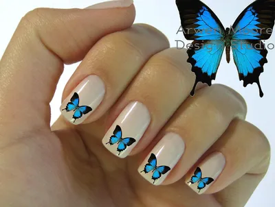 Маникюр с крыльями бабочки - Картинка в формате PNG
