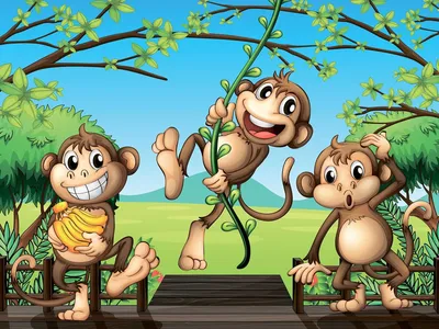 HD обои с веселыми обезьянками: скачать бесплатно.