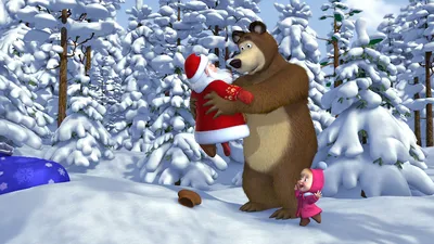 Изображение Маши и медведя в зимнем лесу: JPG формат