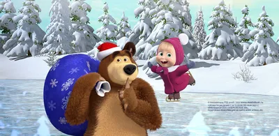 Зимний портрет: Картинка Маши и медведя в высоком качестве (JPG)