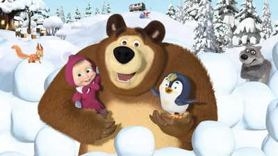 Зимняя идиллия: Изображение Маши и медведя в формате JPG