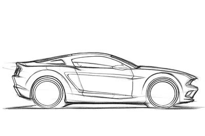 Изображение автомобиля, нарисованное карандашом