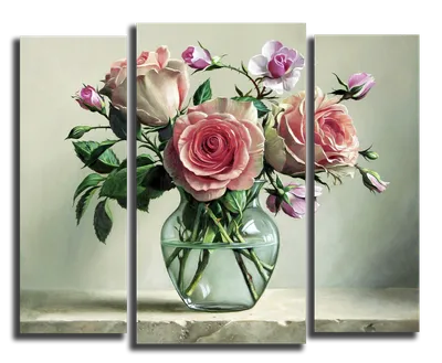 Модульные картины розы для интерьера – выберите размер и формат скачивания