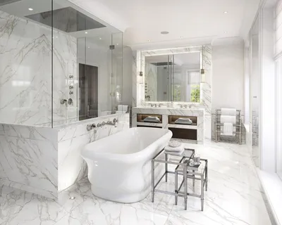 Фото Мраморная ванная комната - стильный интерьер ванной