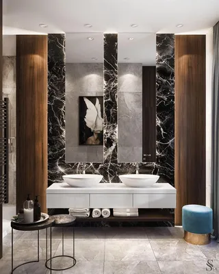 Фото Мраморная ванная комната - стильные аксессуары для ванной